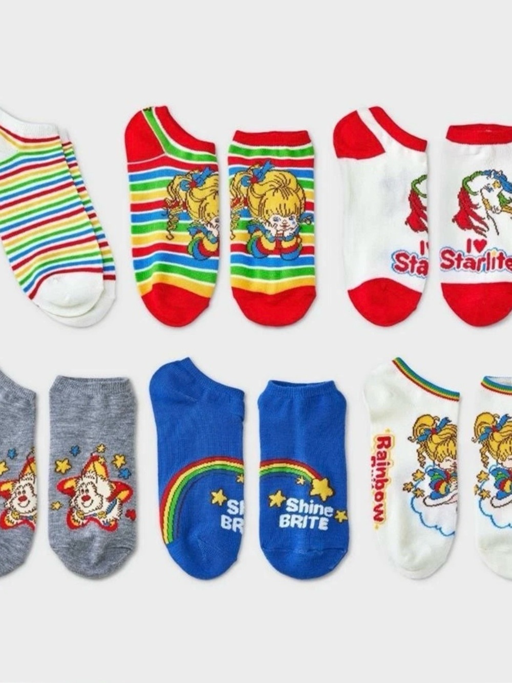Rainbow Brite Women’s 6pk Low-Cut Socks, Size 4-10, Assorted Colors, NEW
